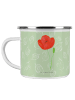 Mr. & Mrs. Panda Camping Tasse Emaille Blume Mohnblume ohne Spruch in Blattgrün