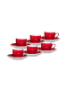 Ritzenhoff & Breker 6er Set Espressotassen und -untertassen Doppio in 80 ml in Rot