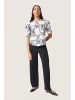 Soaked in Luxury Kurzarm-Bluse SLReesha Gerade Passform in Broken White w. Navy