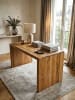 KADIMA DESIGN Schreibtisch TEKO: Massivholz Sheesham, Stauraum, stabil in Beige