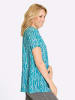 Sieh an! Kurzarm-Bluse in türkis-ecru-bedruckt