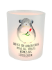 Mr. & Mrs. Panda Glas Windlicht Chinchilla Blume mit Spruch in Transparent