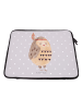 Mr. & Mrs. Panda Laptop Tasche Eule Federschmuck ohne Spruch in Grau Pastell