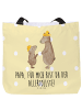 Mr. & Mrs. Panda Strandtasche Bären mit Hut mit Spruch in Gelb Pastell