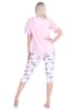 NORMANN Capri Schlafanzug kurzarm floraler Print in rosa