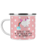 Mr. & Mrs. Panda Emaille Becher Einhorn Pupsen mit Spruch in Rot Pastell