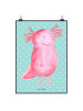 Mr. & Mrs. Panda Bild Axolotl Glücklich ohne Spruch in Türkis Pastell
