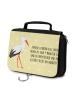 Mr. & Mrs. Panda Waschbeutel Storch mit Spruch in Gelb Pastell