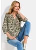 GOLDNER Jerseyshirt mit floralem Design in khaki / gemustert