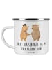 Mr. & Mrs. Panda Camping Emaille Tasse Braut Tag mit Spruch in Weiß