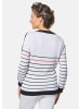 GOLDNER Kurzgröße:  Pullover mit aufwendigem Strickbild in weiß / schwarz / geringelt