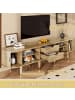 ABRIHOME TV Schrank in Eichenbraun 175 cm mit Rattan Schiebetür Landhausstil Schubladen