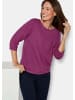 GOLDNER Kurzgröße:  Strickpullover Halbarm Baumwollpullover mit Struktur in beere