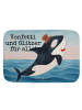 Mr. & Mrs. Panda Badeteppich Orca Zylinder Design mit Spruch in Weiß