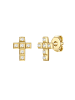 Glanzstücke München Ohrstecker Kreuz Sterling Silber Zirkonia in gelbgold