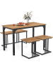 COSTWAY Esstisch 4er Set in Hellbraun