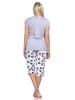 NORMANN Kurzarm Capri Pyjama Shorty Schlafanzug Hose Tiermotiv - 84981 in grau