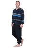 NORMANN Langarm Schlafanzug Frottee Stretch Pyjama Bündchen in blau