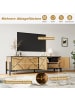 ABRIHOME TV Schrank in Natur Schwarz 153x40x50 cm mit 4 Türen geometrischem Design