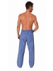 NORMANN Schlafanzug Pyjama Hose lang kariert Baumwolle - 79846 in blau