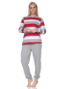 NORMANN Langarm Pyjama Bündchen Blockstreifen in rot