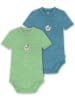 Normani Outdoor Sports Normani Outdoor Sports 2er Set Baby Kurzarmbody aus Merinowolle in Grün/Blau