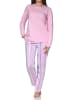 NORMANN Schlafanzug langarm Streifenoptik Übergrösse in rosa