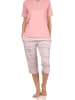 NORMANN Kurzarm Capri Schlafanzug Pyjama Ethnolook in rosa