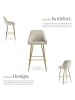 tectake Barstuhl Avane 48,5 x 57 x 108 cm, Belastbarkeit 120 kg, creme/gold