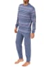 NORMANN Schlafanzug lang Pyjama Bündchen Kuschel interlock - 86897 in blau