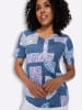 Sieh an! Rundhals-Shirt in jeansblau-eisblau-bedruckt