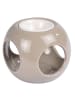 Homea Duftlampe aus Keramik, Würfelform in Taupe, 6 cm