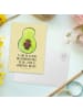 Mr. & Mrs. Panda Postkarte Avocado Kern mit Spruch in Gelb Pastell