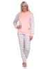 NORMANN geringelte Frottee Schlafanzug langarm Pyjama Eiskristall - 75055 in rosa