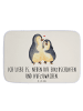 Mr. & Mrs. Panda Badeteppich Pinguine Einschlafen mit Spruch in Weiß