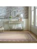 KADIMA DESIGN Wollteppich Grafisch, Rahmen, Wohnzimmer schmutzabweisend in Lila-Beige