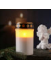 MARELIDA LED Grablicht Grabkerze flackernd für Außen H: 12,5cm in weiß