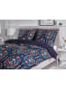 Beliani 2-tlg Bettwäsche-Set MADRONA in Blau/Weiß/Orange