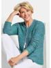 GOLDNER Kurzgröße:  Strickjacke Strukturjacke mit Rollband in türkis / gemustert