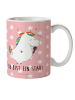 Mr. & Mrs. Panda Kaffeetasse Einhorn Sänger mit Spruch in Rot Pastell