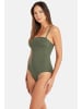 Sea Level Essentials High Leg Bandeau One Piece in KHAKI