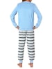 NORMANN Schlafanzug Frottee Pyjama Bündchen und Streifen - 82523 in blau