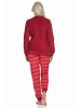 NORMANN Frottee Pyjama Hose gestreift Oberteil in rot