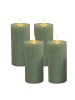 relaxdays 4 x LED Kerzen in Salbei - (H)18 x Ø 7,5 cm