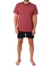 NORMANN Kurzarm Schlafanzug Shorty Pyjama Minimalprint in rot