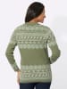 Sieh an! Jacquard-Strickjacke in khaki-ecru-gemustert
