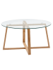 KADIMA DESIGN Couchtisch 78x78x41 cm Sofatisch Eiche Massivholz / Glas Rund, Design