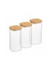 relaxdays 3 x Vorratsglas in Transparent/ Natur - 1500 ml