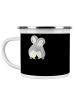 Mr. & Mrs. Panda Emaille Tasse 9. Hochzeitstag Keramikhochzeit m... in Schwarz