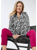 GOLDNER Bluse Bluse mit Tunika Ausschnitt in schwarz / weiß / gemustert